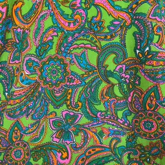 Vintage Psychedelic Colorful Paisley Maxi Dress Puff Sleeves Medium Bright Green - Picture 6 of 14